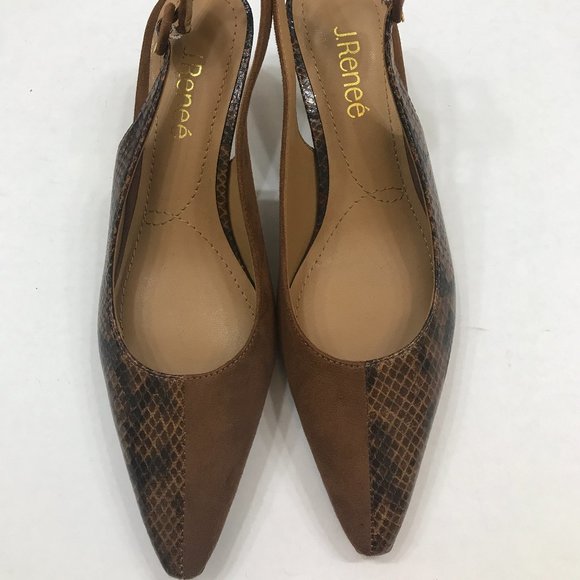 J.Renee’ Snake Print & Suede Fabric Low Heel Sling back - Picture 2 of 12